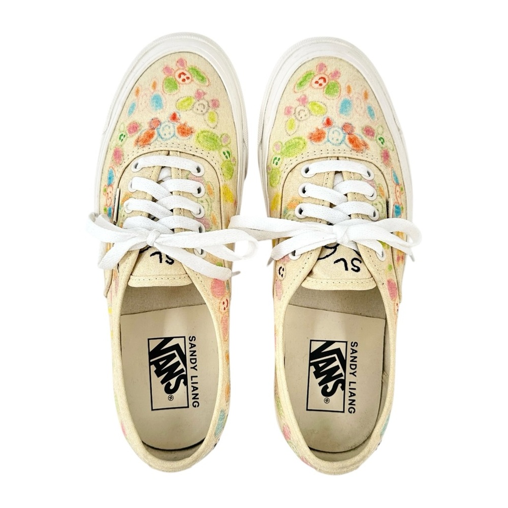 Sandy Liang x Vans Yellow Smiley Doodle Authentic 44 DX Low Top Lace Up Sneakers